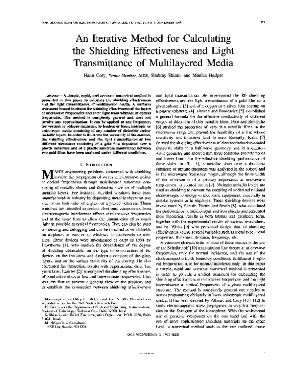 (PDF) An iterative method for calculating the shielding effectiveness ...