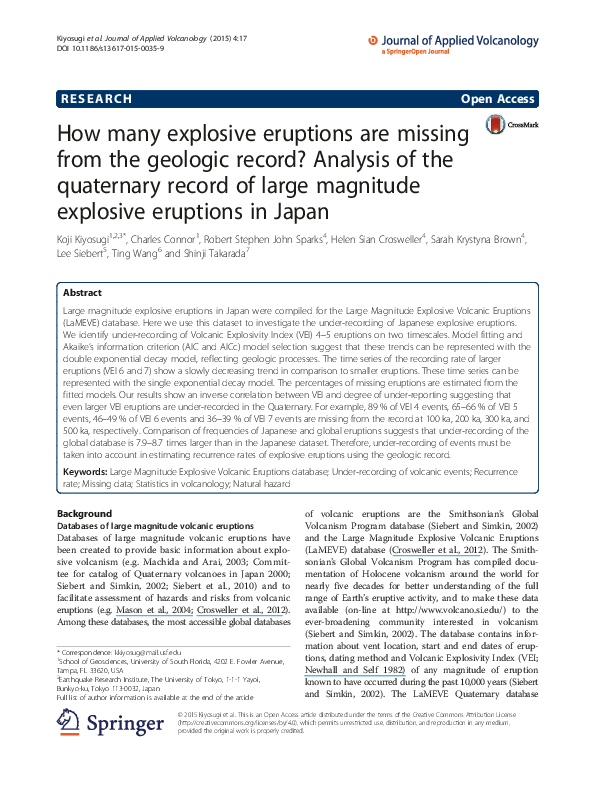 (PDF) How Many Explosive Eruptions are Missing from the Geologic Record ...