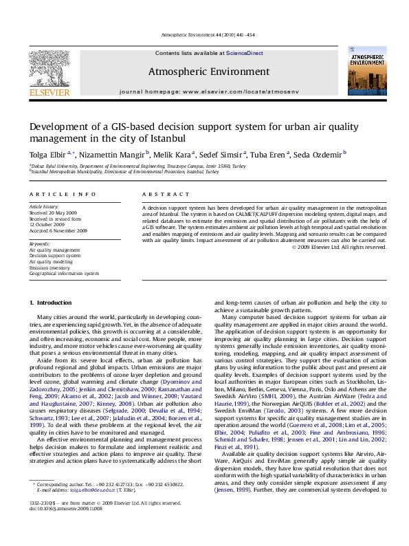 (PDF) Development of a GIS-based decision support system for urban air ...