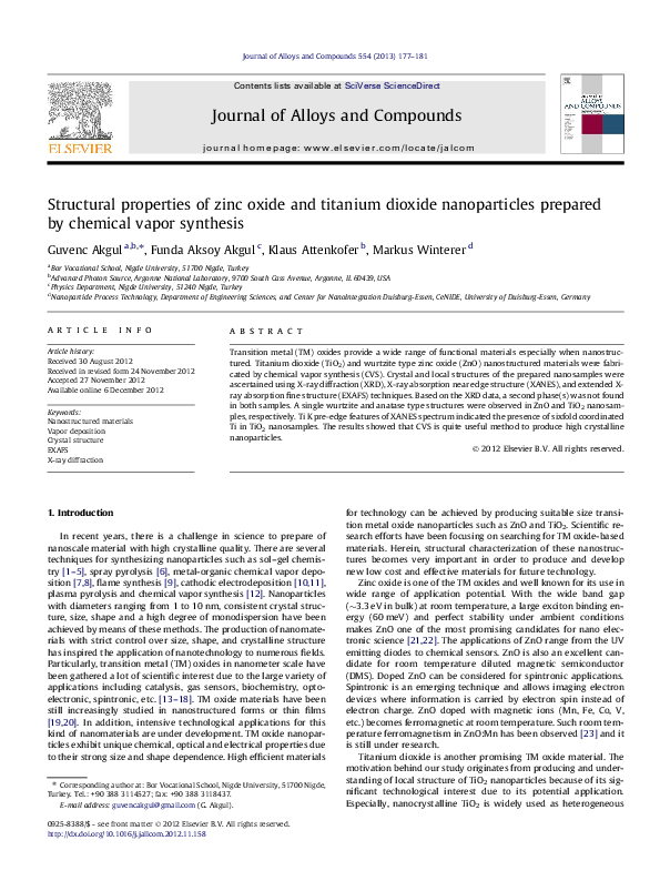 (PDF) Structural properties of zinc oxide and titanium dioxide ...