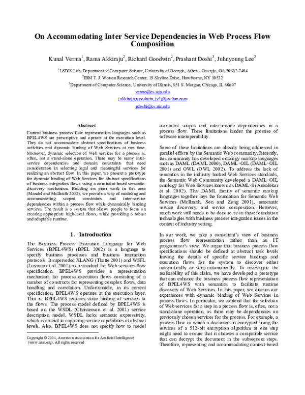 (PDF) On accommodating inter service dependencies in web process flow ...
