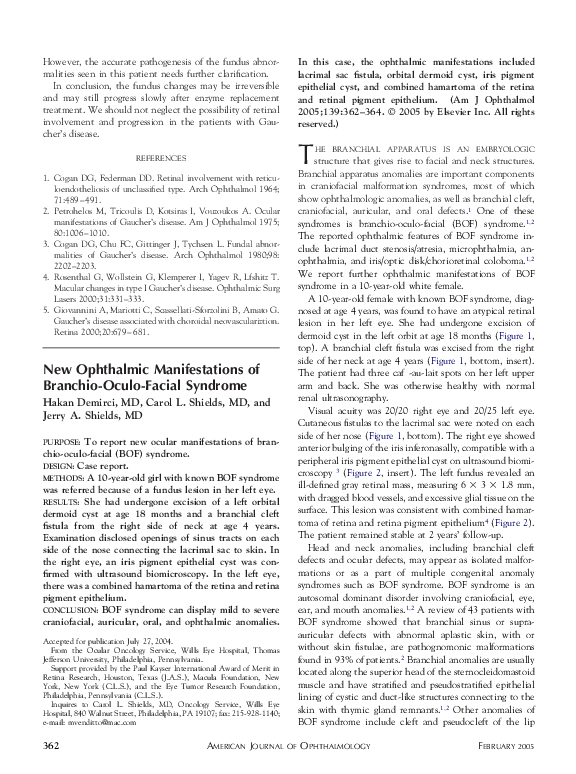 (PDF) New ophthalmic manifestations of branchio-oculo-facial syndrome