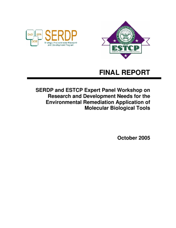 (PDF) SERDP and ESTCP Expert Panel Workshop on Research and Development ...