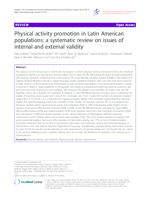 (PDF) Physical activity promotion in Latin American populations: a ...