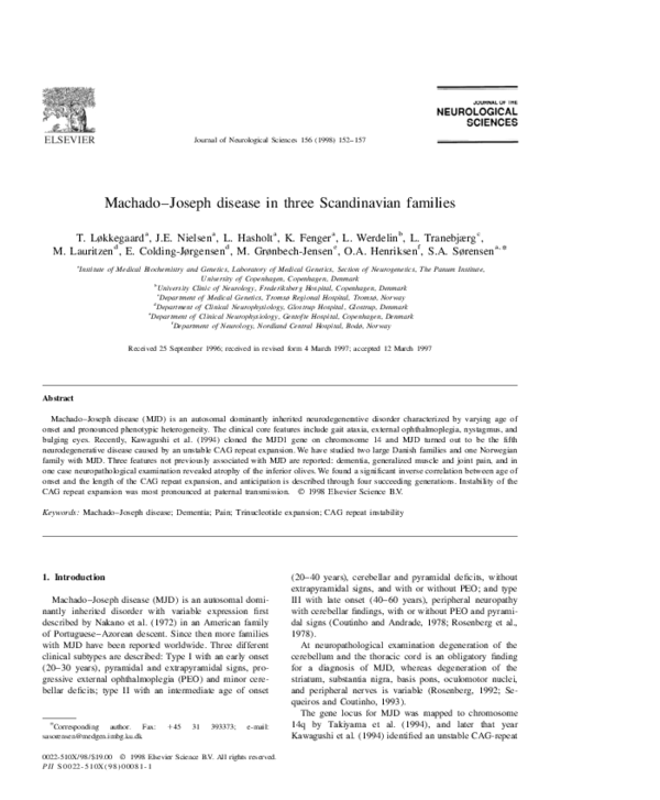 (PDF) Machado–Joseph disease in three Scandinavian families