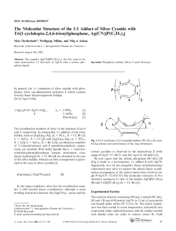 (PDF) The Molecular Structure of the 1:1 Adduct of Silver Cyanide with ...