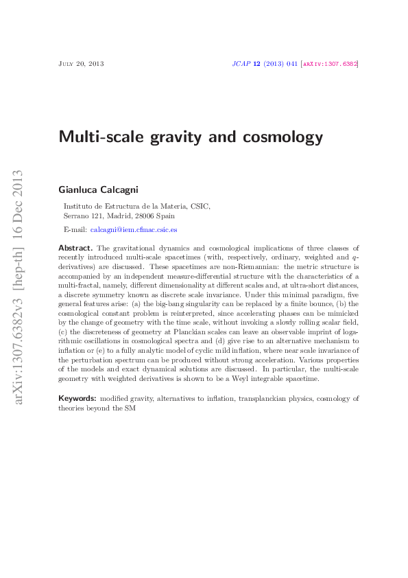 (PDF) Multi-scale gravity and cosmology