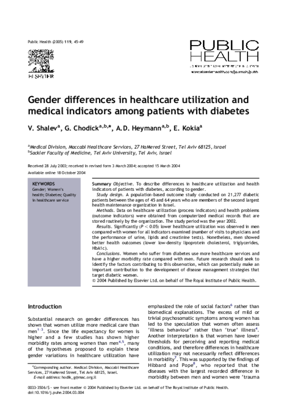 (PDF) Gender differences in healthcare utilization and medical ...