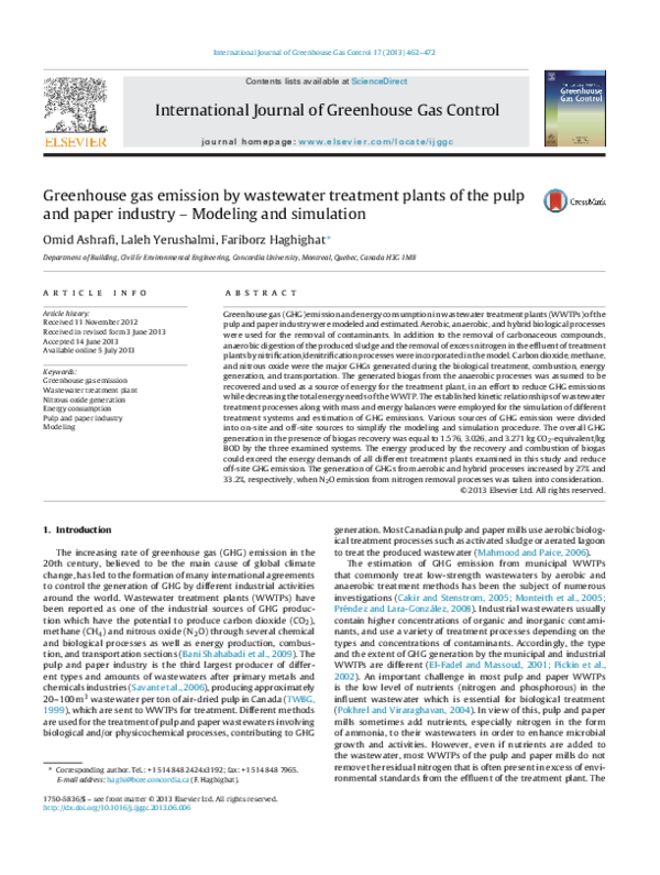 (PDF) Greenhouse gas emission by wastewater treatment plants of the ...