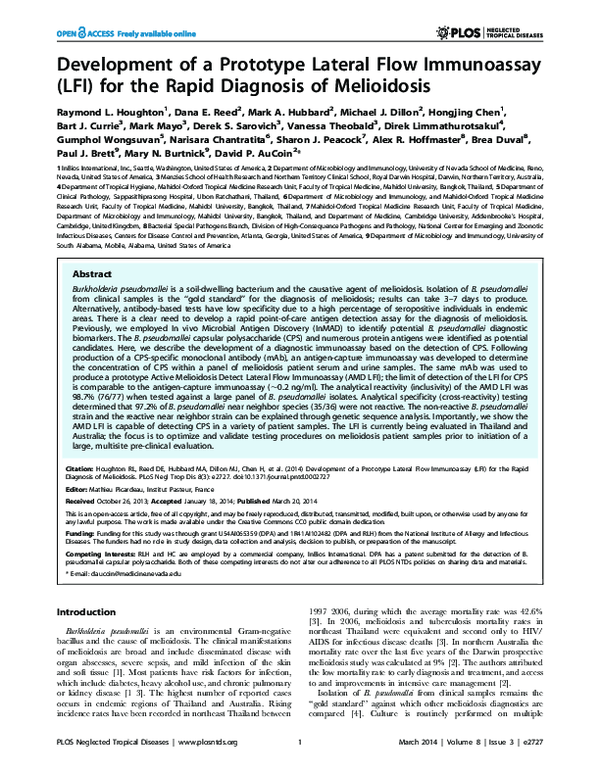 (PDF) Development of a Prototype Lateral Flow Immunoassay (LFI) for the ...