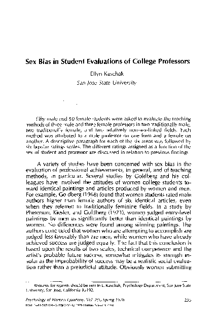 (PDF) Sex Bias in Student Evaluations of College Professors
