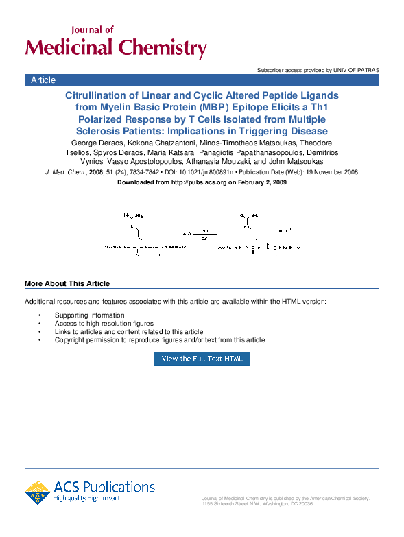 (PDF) Citrullination of Linear and Cyclic Altered Peptide Ligands from ...