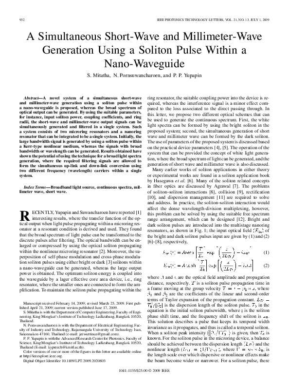(PDF) A Simultaneous Short-Wave and Millimeter-Wave Generation Using a ...