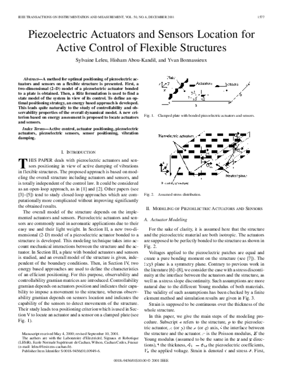(PDF) Piezoelectric actuators and sensors location for active control