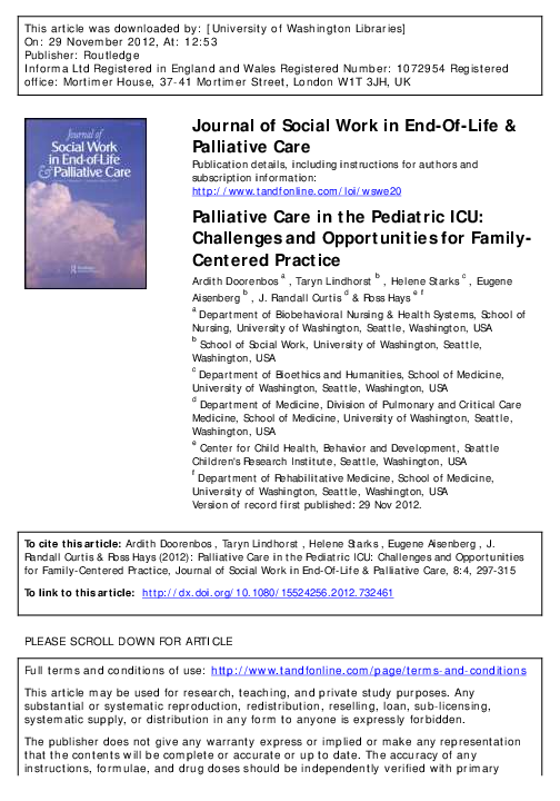 (PDF) Palliative Care in the Pediatric ICU: Challenges and ...
