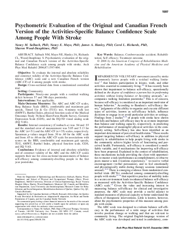 (PDF) Psychometric Evaluation of the Original and Canadian French