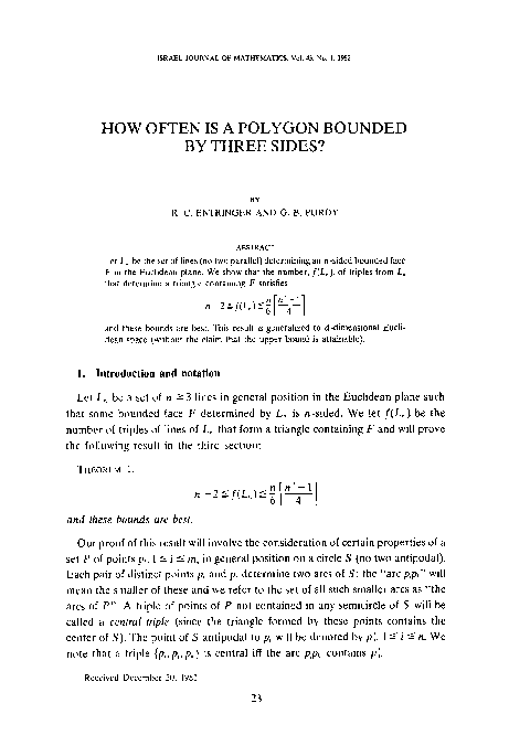 (PDF) How often is a polygon bounded by three sides?