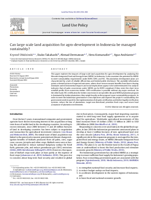 (PDF) Can large scale land acquisition for agro-development in ...