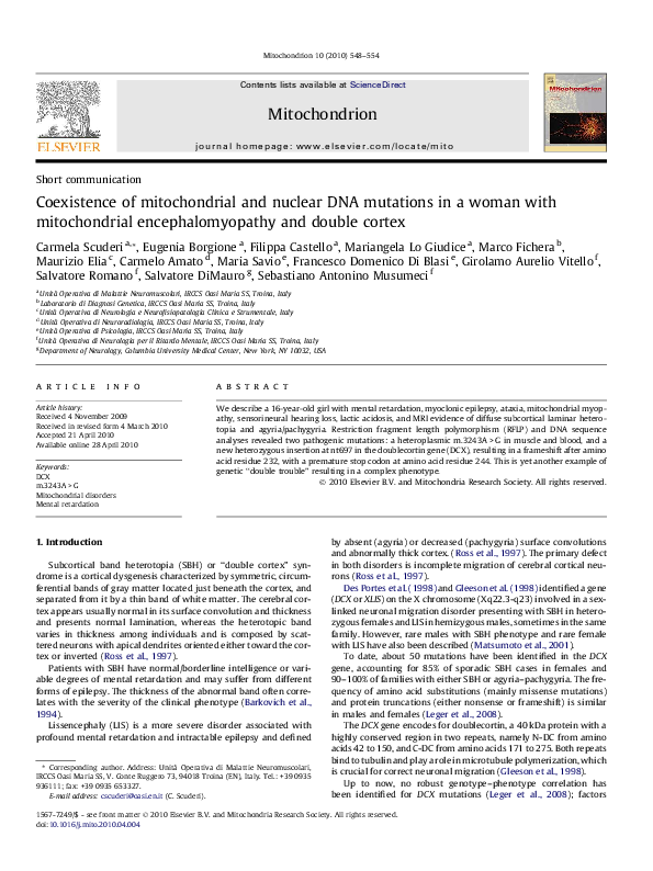 (PDF) Coexistence of mitochondrial and nuclear DNA mutations in a woman ...