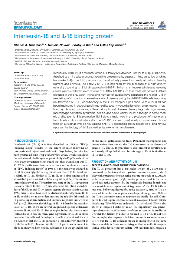 (PDF) Interleukin-18 and IL-18 Binding Protein