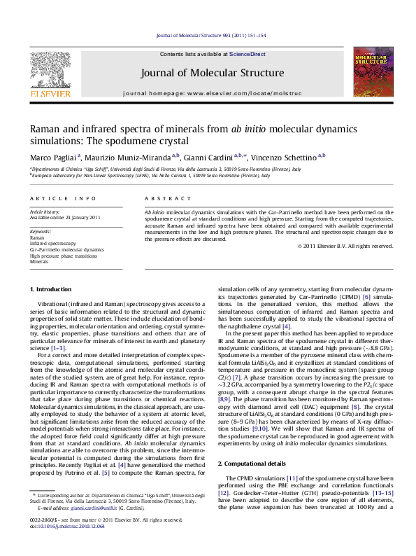 (PDF) Raman and infrared spectra of minerals from ab initio molecular ...
