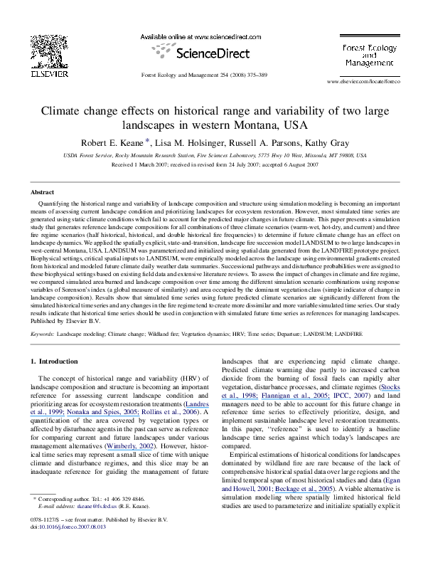 (PDF) Climate change effects on historical range and variability of two ...