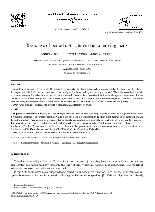 (PDF) Response of periodic structures due to moving loads