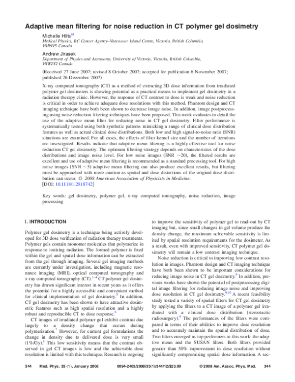 (PDF) Adaptive mean filtering for noise reduction in CT polymer gel