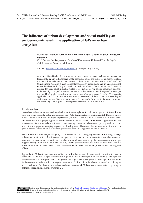 (PDF) The influence of urban development and social mobility on ...