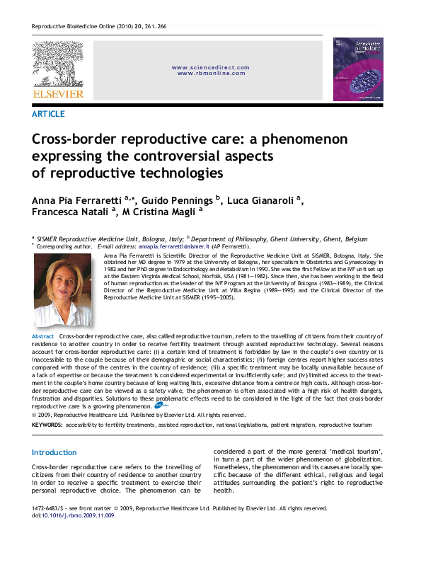 (PDF) Cross-border reproductive care: a phenomenon expressing the ...