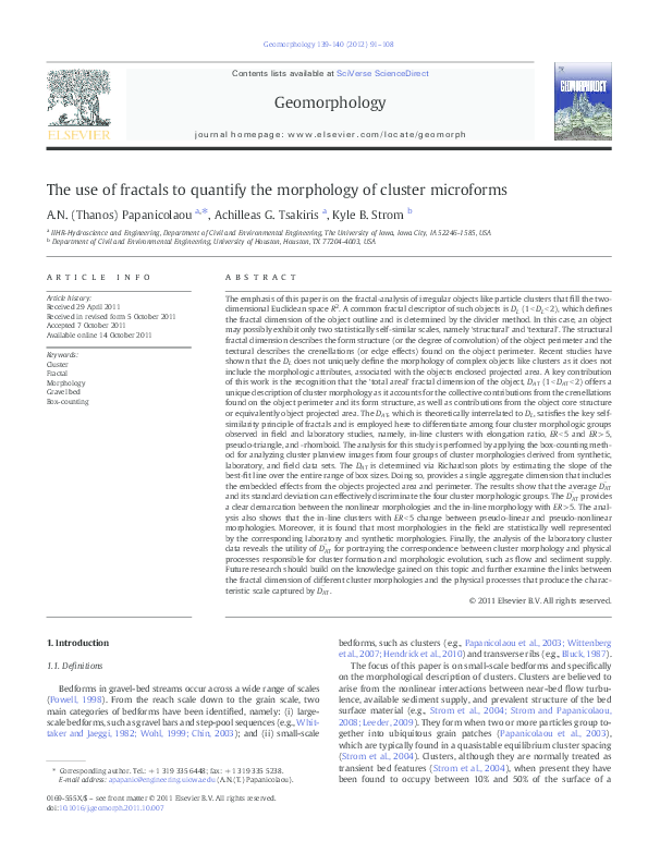(PDF) The use of fractals to quantify the morphology of cluster microforms