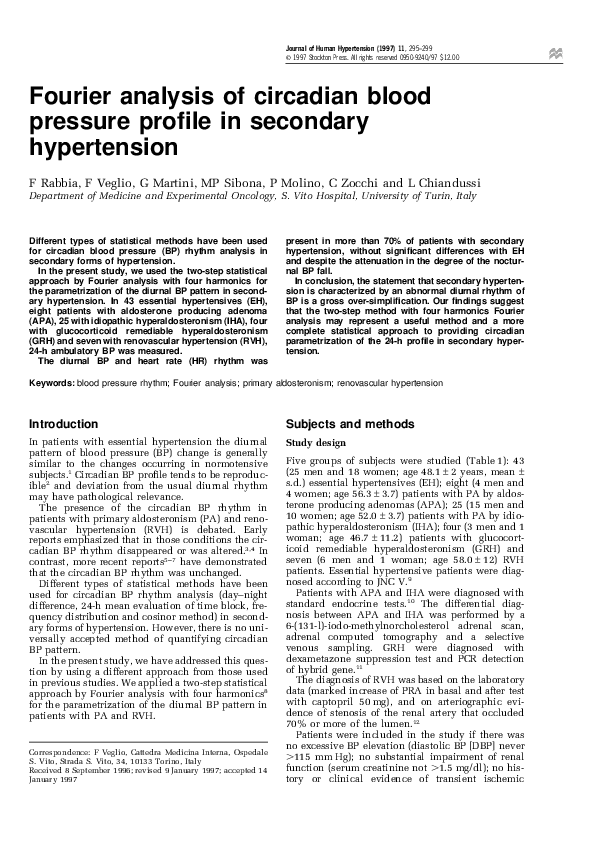 (PDF) Fourier analysis of circadian blood pressure profile in secondary ...