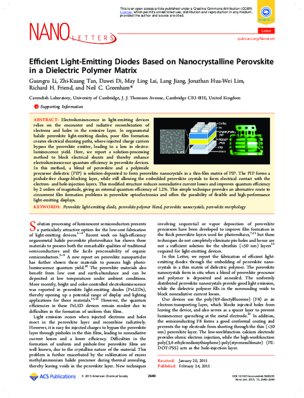 (PDF) Efficient Light-Emitting Diodes based on Nano-Crystalline ...