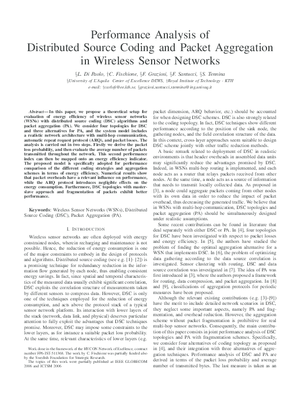 (PDF) Performance analysis of distributed source coding and packet ...
