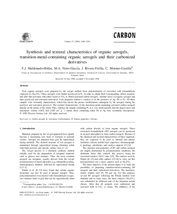 (PDF) Data for the synthesis of resorcinolformaldehyde aerogels in