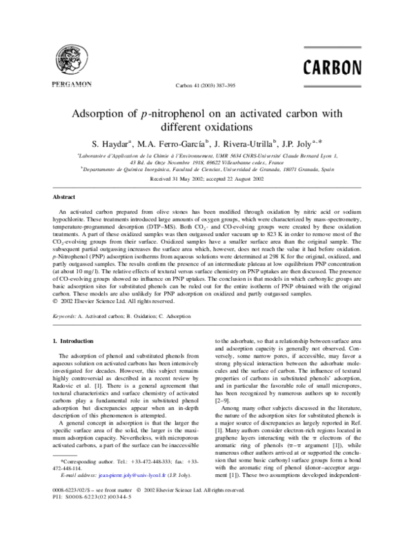 (PDF) Adsorption of p-nitrophenol on an activated carbon with different ...