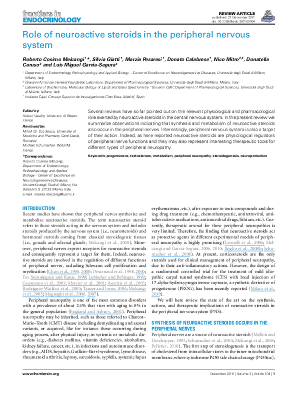 (PDF) Role of Neuroactive Steroids in the Peripheral Nervous System