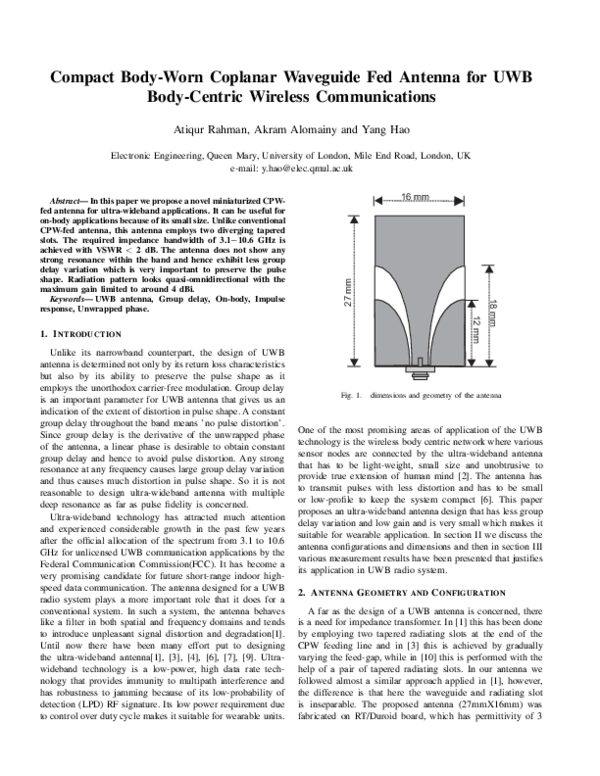 (PDF) Compact body-worn coplanar waveguide fed antenna for UWB body ...