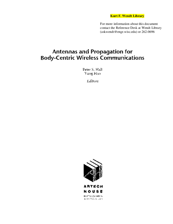 (PDF) Antennas and Propagation for BodyCentric Wireless Communications