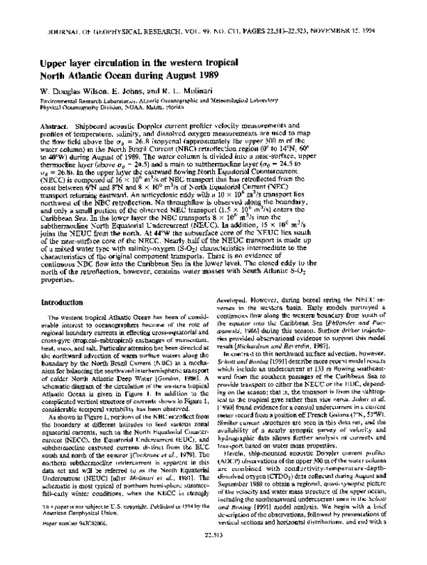 (PDF) Upper layer circulation in the western tropical North Atlantic ...
