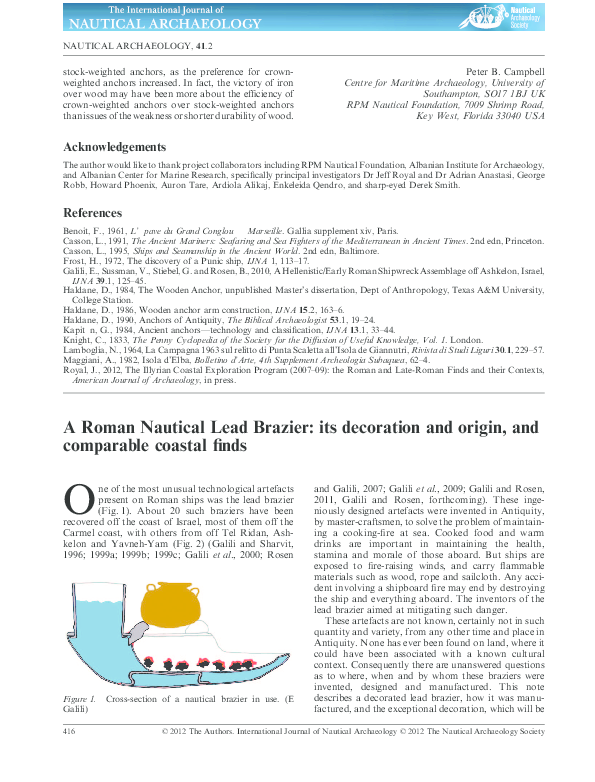 (PDF) A Roman Nautical Lead Brazier: its decoration and origin, and ...
