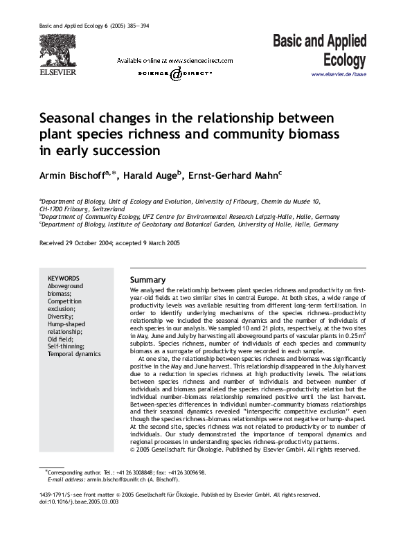(PDF) Seasonal changes in the relationship between plant species ...