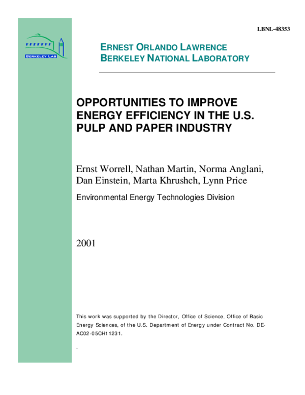 (PDF) Opportunities to improve energy efficiency in the US pulp and ...