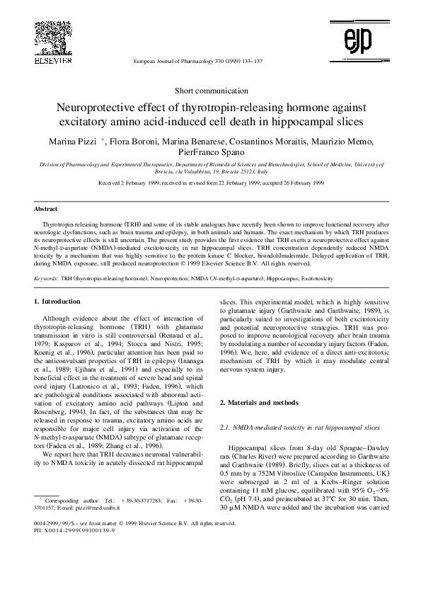 (PDF) Neuroprotective effect of thyrotropinreleasing hormone against