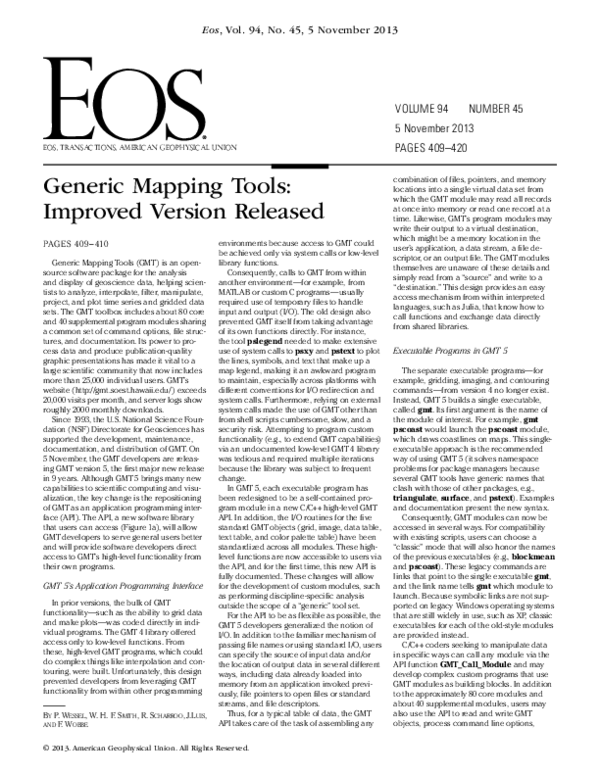 (PDF) Generic Mapping Tools Improved Version Released Remko Scharroo