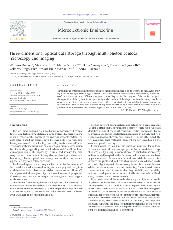 (PDF) Three-dimensional optical data storage through multi-photon ...