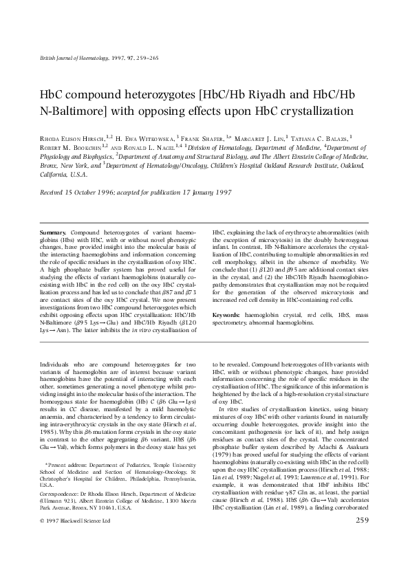(PDF) HbC compound heterozygotes [HbC/Hb Riyadh and HbC/Hb N-Baltimore ...