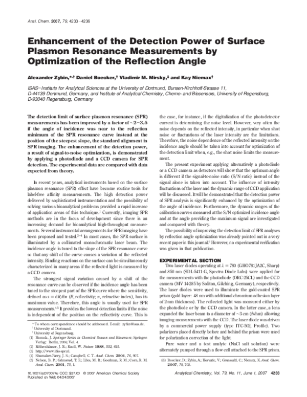 (PDF) Enhancement of the Detection Power of Surface Plasmon Resonance ...