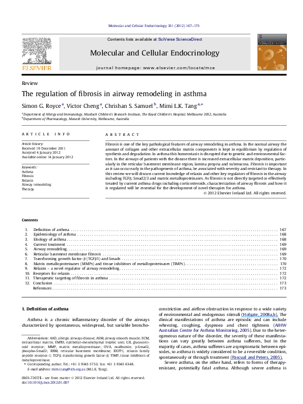 (PDF) The regulation of fibrosis in airway remodeling in asthma