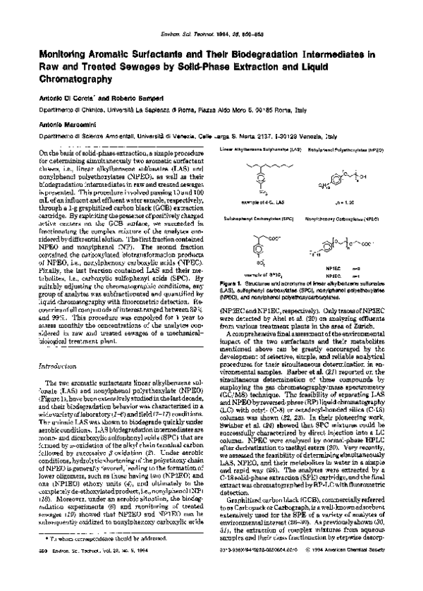 (PDF) Monitoring Aromatic Surfactants and Their Biodegradation